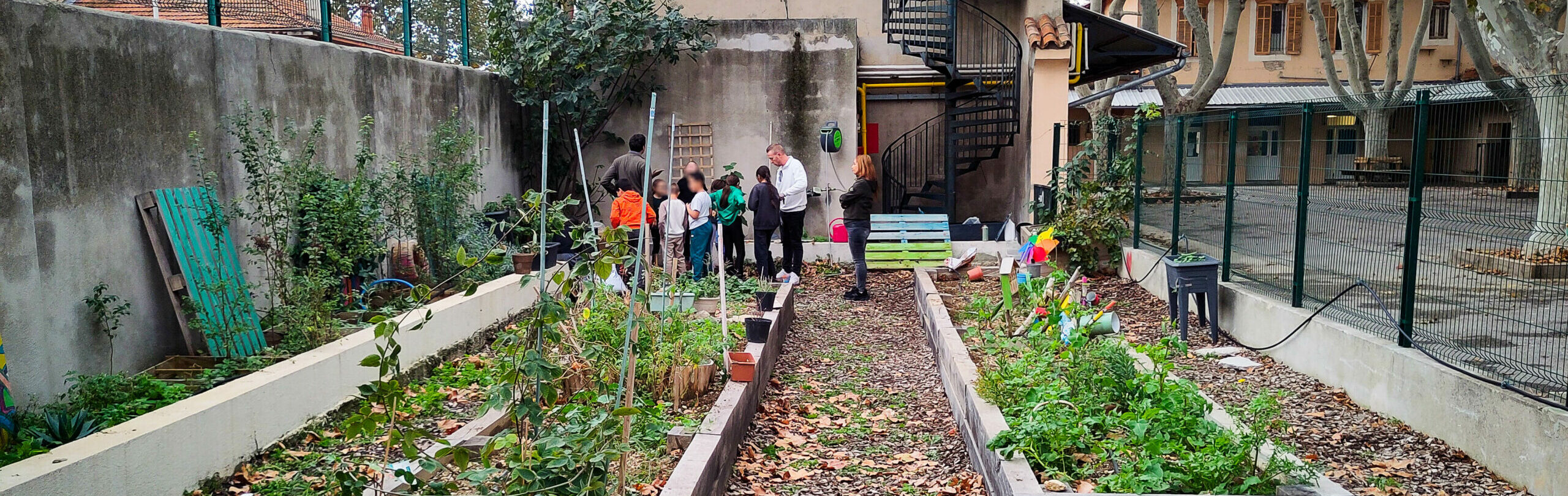 Atelier ISSU avec une classe : les enfants observent le sol